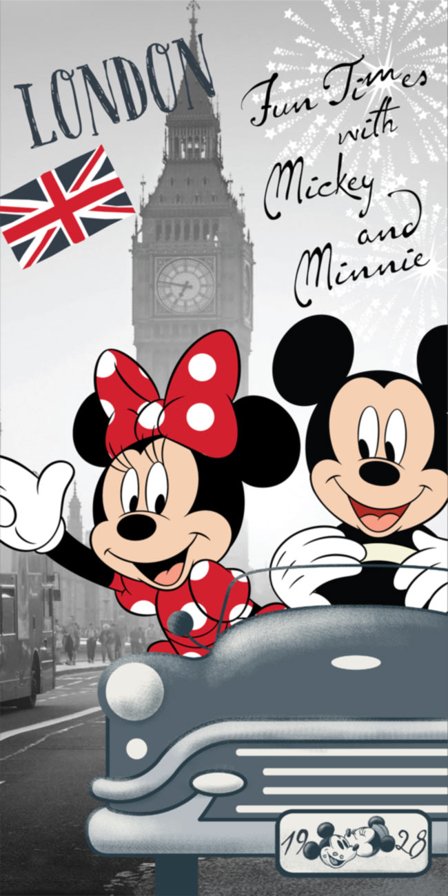 Froté osuška Mickey a Minnie v Londýne 70x140 cm